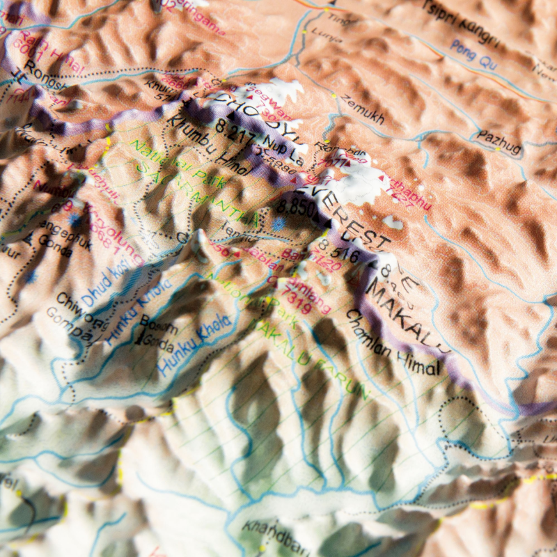 Mapa en relieve Cordillera del Himalaya