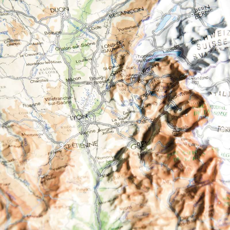 Mapa en relieve de Francia