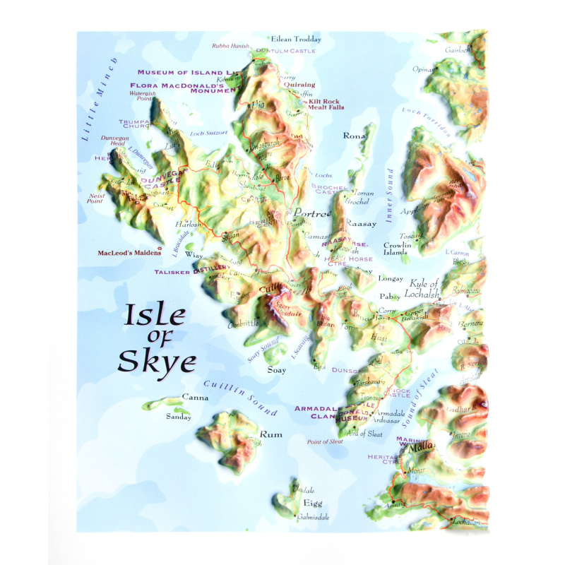 Mapa en relieve de la isla de Skye