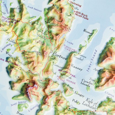 Mapa en relieve de la isla de Skye