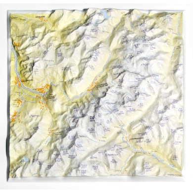 Mapa en relieve del Mont Blanc