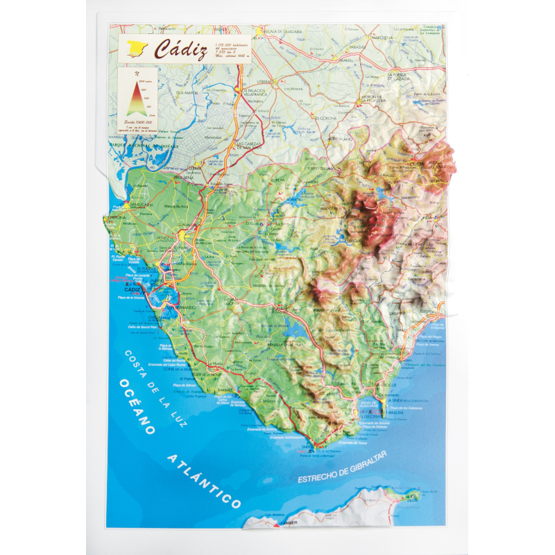 Provincia de Cádiz en relieve