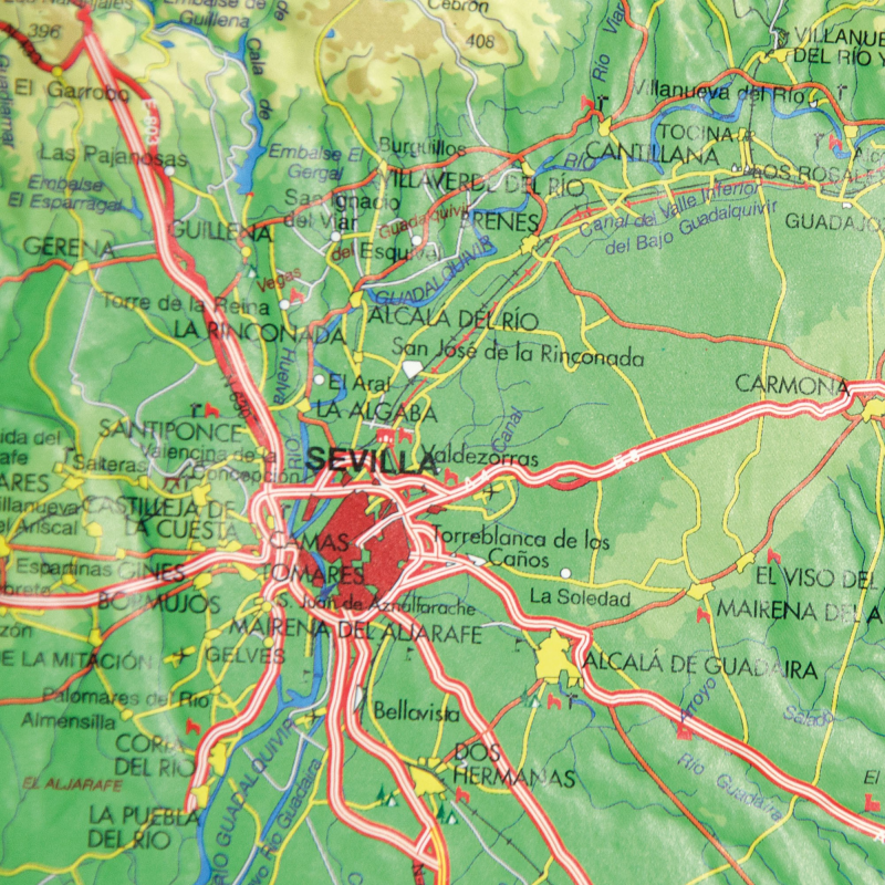 Provincia de Sevilla en relieve.