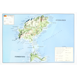 Islas de Ibiza y Formentera en relieve.