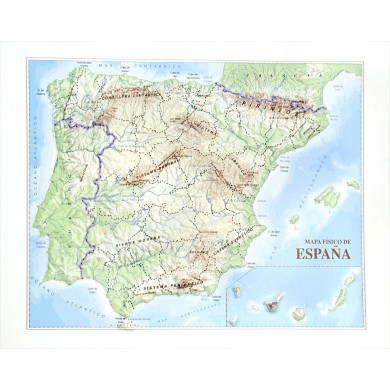España físico en relieve
