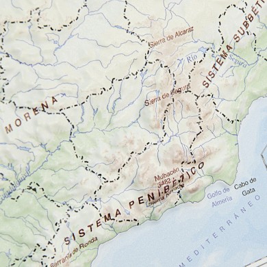 España físico en relieve