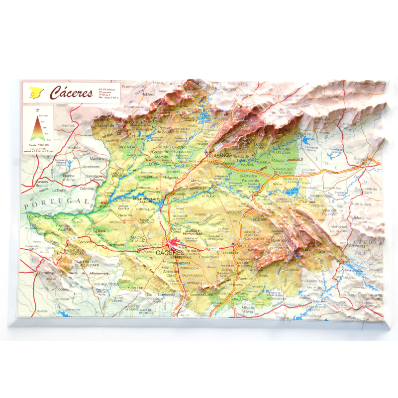 Provincia de Cáceres en relieve