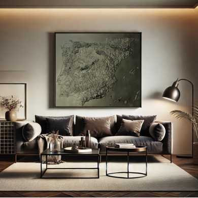 mapa relieve decoracion metalizado