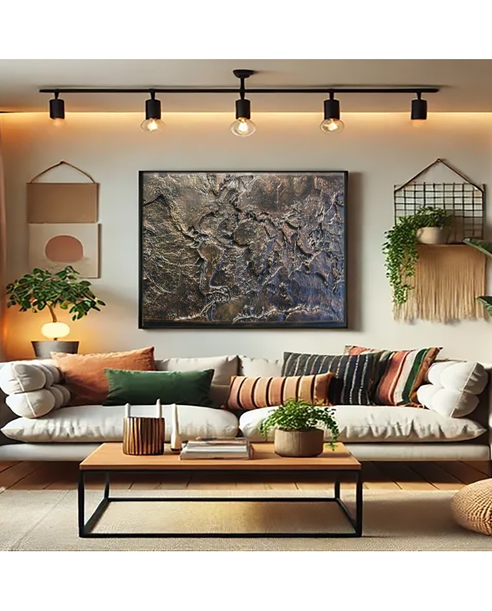 Mapamundi negro metalizado