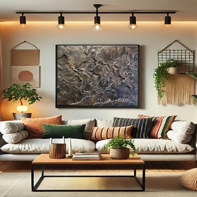 Mapamundi negro metalizado